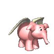 flying pink elephant